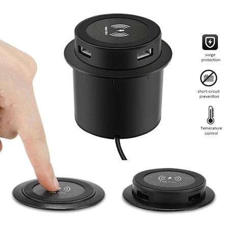 30W Trådløs Lader Innebygd Stasjonær Hurtig Trådløs Lading For iPhone / Samsung / Huawei / Xiaomi Mobiltelefon Dobbel USB