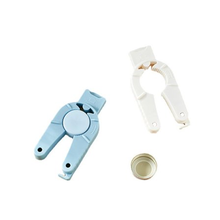 2-delt multifunksjonell flaske- og boksåpner, plastflaske, vri-åpne, trekkflikssuppe for svake hender, eldre, revmatoid artritt, flaske G