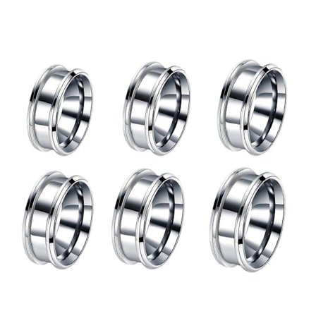 6 Delar 6 Storlekar Stilrena Tomma Ringar Unika Spårade Fingerringar Set DIY Ringmaterial Perfekt för DIY Smyckestillverkning