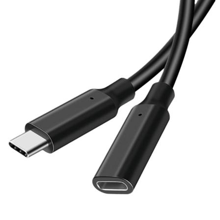 Latausohjainlataimen jatkojohto, USB-tyyppi naaras-uros kaapeli lataimelle ja muuhun Musta (1m)