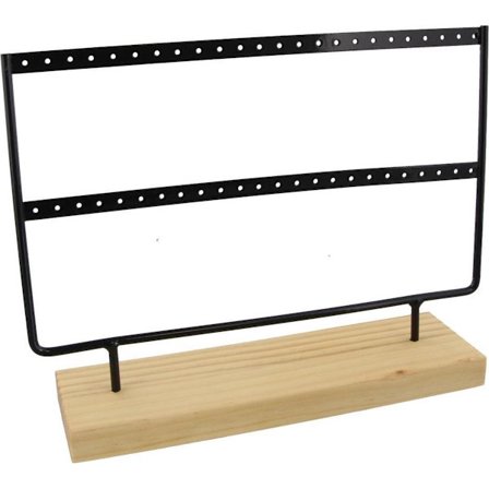 Svart Smyckeshållare - 27x22x7 cm - Metall & Trä - Örhängesställ - Perfekt Display