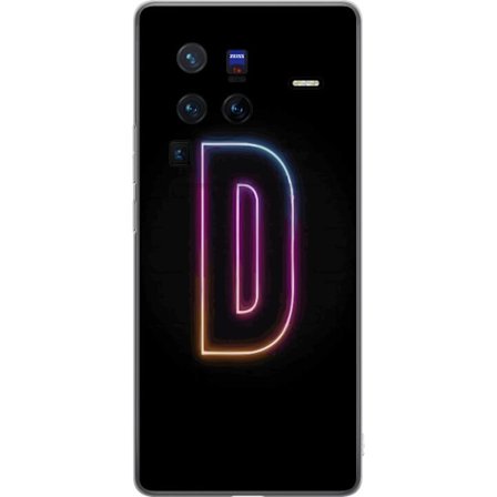 Kompatibel Mobilcover til vivo vivo X80 Pro Minimalistisk neonbogstav D i farveskiftende lys mod sort baggrund i moderne digital design