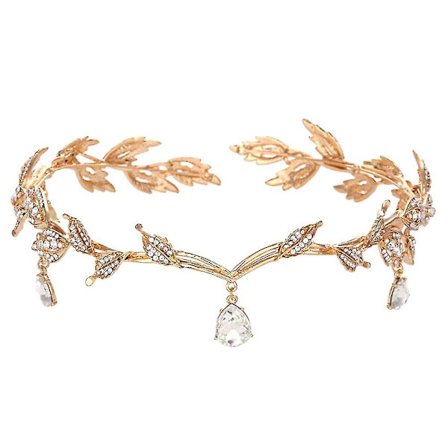 Gudinde Tiara Blad Pandebånd Krystal Rhinestones Tiara Krone Bryllup Tiara Brud Brudesvend Perler