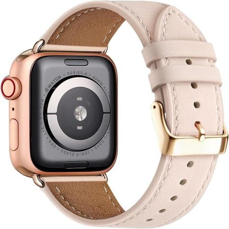 Apple Watch lærreim, ekte lærarmbånd for Apple Watch Series 9 8 7 6 5 4 3 2 1 & iWatch SE, Ultra (38 mm 40 mm 41 mm, rosa)