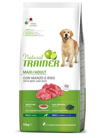 Natural Trainer Crocchette Manzo/Riso Per Cani Adulti Taglia