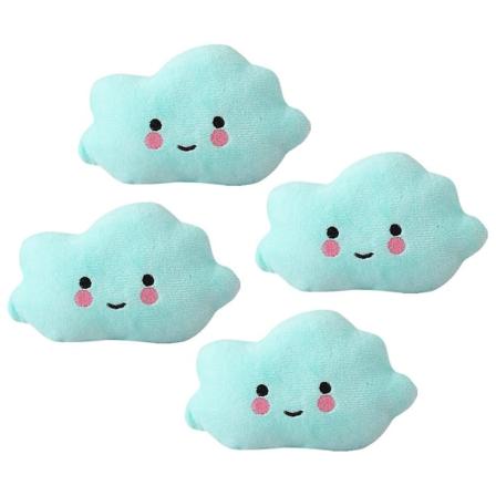 4 stk. plysj hundeselej Squeaky plysj legetøj sød sky tyggelegetøj white