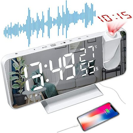 Radio med Justerbar Lydstyrke, 4 Lysstyrkeintensiteter, Automatisk Digital Vækkeur, Digitalt Ur Til Sengen