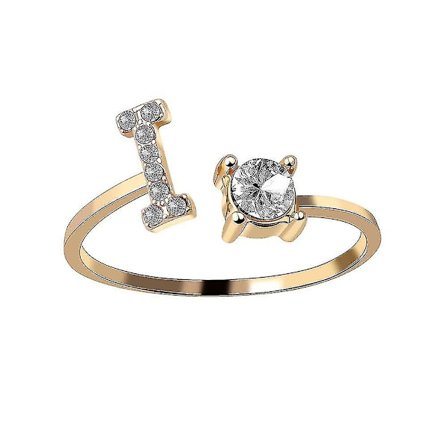 A-z Bokstav Guld Färg Metall Justerbar Öppningsring, Initialer Namn Alfabet