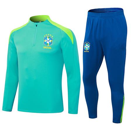 2425 Nya Spanien Portugal Brasilien Vuxen Långärmad Fotbollsträning Uniform Set Brazil/light green 2XL