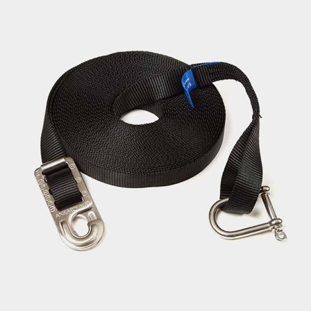 Säkerhetsband för däck Safeolina, 12 meter, passar båtar upp till 12 meter (39 fot), svart, med krok & schackel