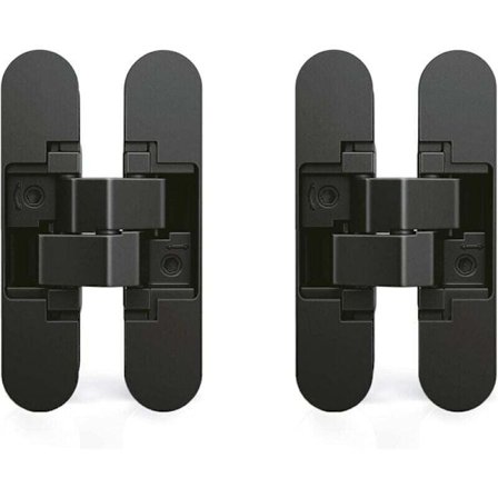 Usynlig dørhengsel, Sett med 2 usynlige hengsler for tunge dører, 40 kg belastning, 180o åpning, zamak, svart