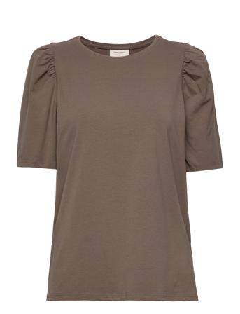 Fqfenja-Tee-Puff T-shirts & Tops Short-sleeved Brun FREE/QUENT