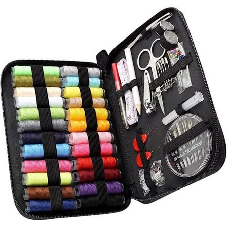 Sykit 98-Delar m Sytrådsrullar Nålar Sax Måttband, sprättare mm