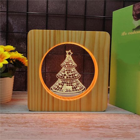 Christmas Tree Led Night Light Solid Wood Low Energy Used Button Switch Soft Warm Light Creative Friends Gift Bedroom Home Decoration
