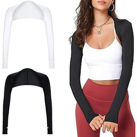 (L)Kølende Sjal Arm Sleeves (Sort/Hvid), 2 Pak UV Beskyttelse Sjal Arm Sleeve med Finger Huller f