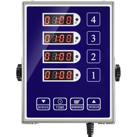 Sininen, kaupallinen 4-kanavainen keittiöajastin digitaalinen ravintola-ajastin ammattikäyttöön, monitoiminen laskentalaite, kestävä ruostumaton teräs