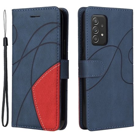 Tekstureret Samsung Galaxy A52s 5G / Samsung Galaxy A52 5G / Samsung Galaxy A52 læderetui med rem - Blå