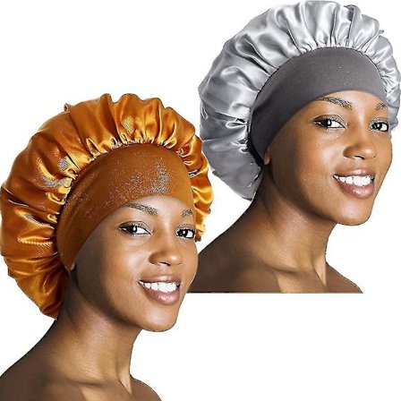 2 Pack Satin Bonnet Sovmössa, bred Band Satin Cap Sleep Bonnet, hår Bonnet För Sömn, så