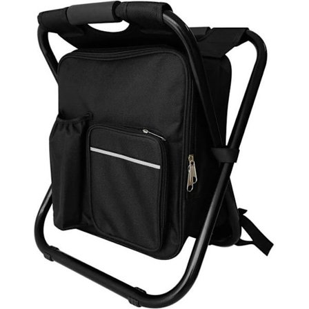 Sammenklappelig campingstol med rygsæk, ultralet og vandtæt til camping, picnic, jagt, sort PZCC