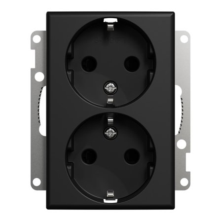 Elko EKO40010 RS Stikkontakt 2-veis, innfelt, svart, Strømbrytere & vegguttak