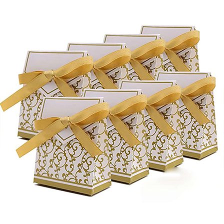 50 x Guld Pappersfest Boxar Presentask för Godis, Konfekt, Konfetti,
