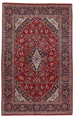 Handgeknüpft Keshan 140X220 Wollteppich Dunkelrot/Schwarz Klein