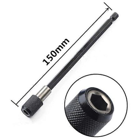 1 st Elektrisk Borrmaskin Snabbväxling Magnetisk Bitshållare Förlängningsset, Borrborste, Skruvmejsel, 150mm