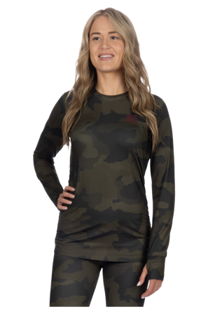 Midlayer-Shirt FXR Atmosphere Longsleeve 25 Damen Armeegrün Camouflage/Merlot XS