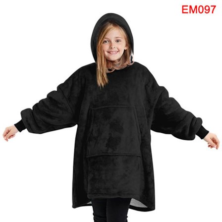 Filt Hoodie Sweatshirt Stor TV-filt Bärbar filt Super Varm Mjuk Mysig Fleece Huvtröja För Barn/Vuxen