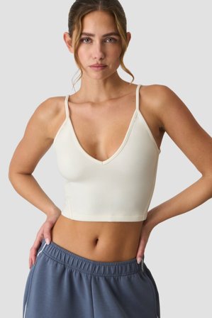 Contrast V-neck Top Ivory