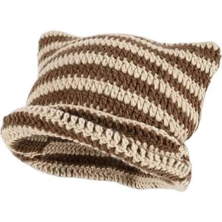 Heklede Huer til Kvinner Katteøre Beanie Vintage Beanies Kvinner Rev Hatt Grunge Tilbehør Slouchy Beanies y2k Tilbehør