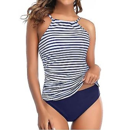 Dam Padderad Tankini Bikini Set Hög Midja Baddräkt Baddräkt-r (L A)
