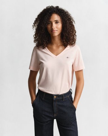 GANT Damen V-Neck T-Shirt (M) Rosa