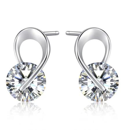 Glittrande Silver Örhängen Med Vit Cubic Zirkonia Kristall Silver
