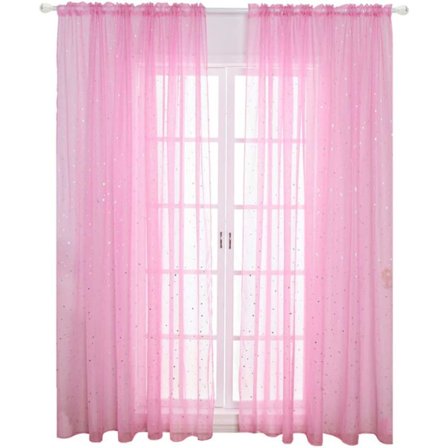 1 kpl - 100 * 200 cm (Pinkki) Voile-ikkunaverho Romanttinen Hopea