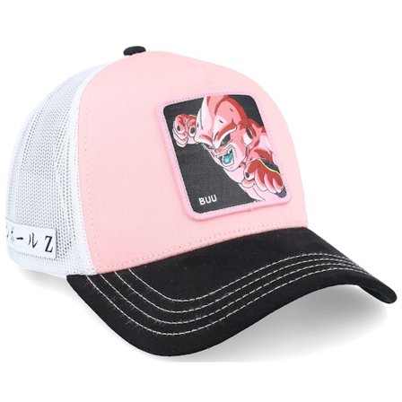 Capslab - Pink trucker Kasket - Dragon Ball Buu White/Pink Black A-Frame Trucker @ Hatstore