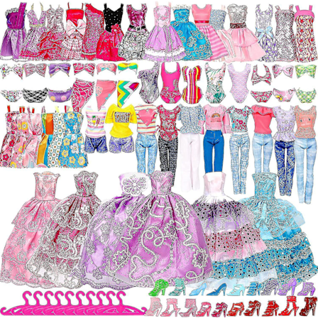 50 stk./sæt Barbie Dukke Kjoler Sko Smykker Tøj Tilbehør Klæd Op Spil Til 30cm Dukke - shengX