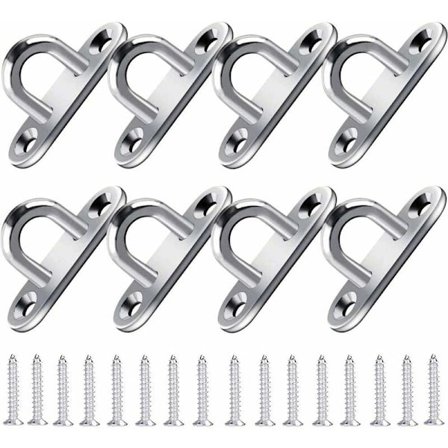 Rustfritt stål krok (8 stk) - Veggstøtte for tunge laster (5x2cm) - U-formede metallkroker med 2 hull holder opptil 40 kg vekt, Skru-inn veggkroker