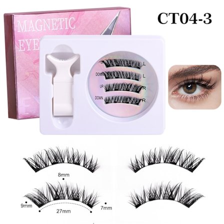 Nye europæiske og amerikanske magnetiske falske øjenvipper, opgraderet positioneringsmagnet øjenvippesæt, tykt øjenvippesæt