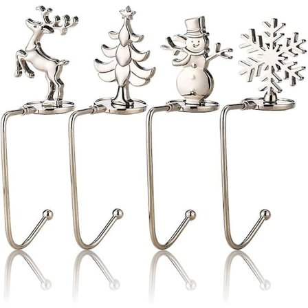 4-pack, Julstrumpor Hållare Strump Hängare Spis Krokhängare För Juldekoration (stil C-4st Silver)