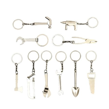 10 st Miniatyrverktyg i metall Nyckelring Mini Hårdvara Verktyg Nyckelkedjor Låtsaslek DIY Kreativt Verktyg Bilnyckelring Gåvor Skruvmejsel Nyckelring