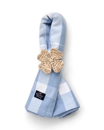 Lexington Oxford-Serviette aus recycelter Baumwolle mit Karomuster2, Himmelblau/Weiß
