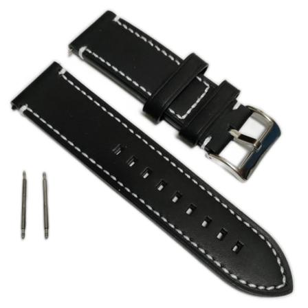 Äkta Läder Vattentätt Klockarmband I 20mm M 2 Sprintar . Svart Svart