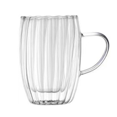 [350 ml (med håndtak)] 1 stk. stripete dobbeltlags kopp høyt borosilikatglass kreativ tekopp melkedrikkekopp for hjemmet kontorkaaffekopp