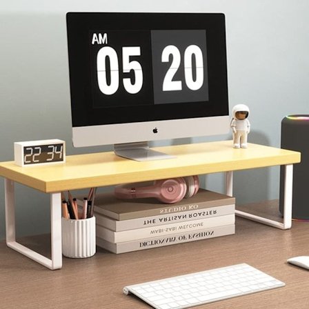 Træ Skærmforhøjer - Ergonomisk Skærmstativ og Bordforhøjer med Opbevaring til Kontor_OF