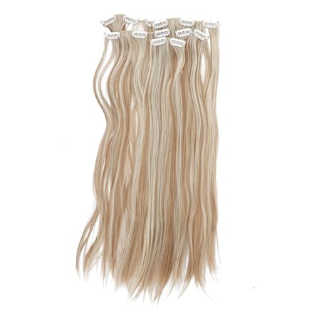 6 stk. Langt Rett Hår Ekstensjon Parykk Del Sett 16 Klips Falsk Hår Del Styling Verktøy 01#