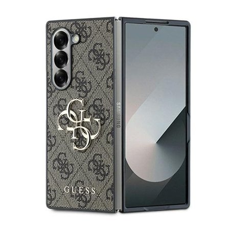 Guess Läder 4G Metall Logo Fodral för Samsung Galaxy Z Fold 6 - Brun