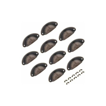 12 st Koppar Lådknappar Halvmånehandtag Antika Kopphandtag för