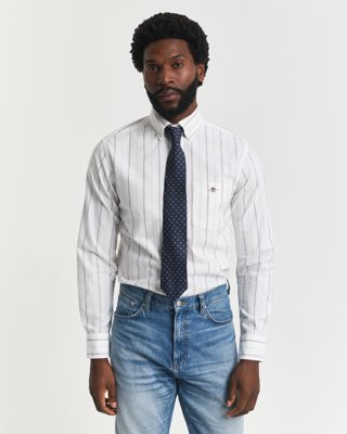 GANT - Klassisk oxfordskjorte med striper i regular fit til herre white