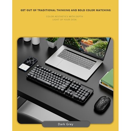 Retro Punk Gaming Tangentbord 2.4G Trådlöst USB Gaming Tangentbord och Mus Set